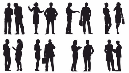 silhouettes of working group of business people set.  Business people silhouette. 