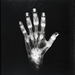 hand skeleton anatomy x-ray view on dark background