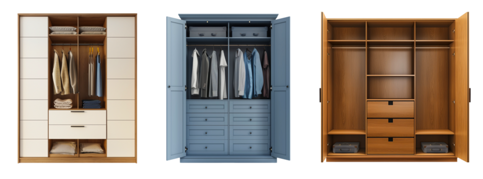 wardrobe collections isolated on transparent or white background