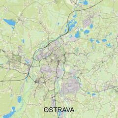 Ostrava, Czechia - Česko - map poster art