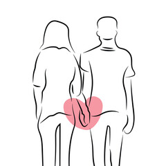 Sketch love concept minimal couple in love drawing line art couple lovely drawn together line love concept with white ioslated background. Abstract,vector,illustration.