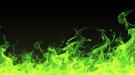 A green flame isolated on black background 
