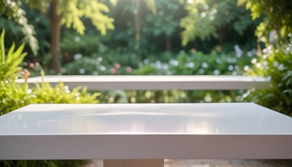 Empty wooden table for product placement podium or pedestal 