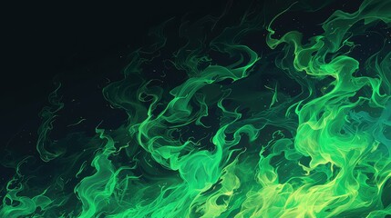 A green flame isolated on black background 