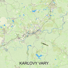 Obraz premium Karlovy Vary, Czechia - Česko - map poster art
