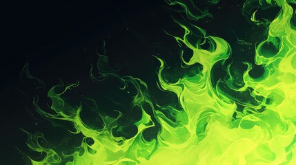 A green flame isolated on black background 