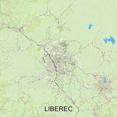 Liberec, Czechia - Česko - map poster art