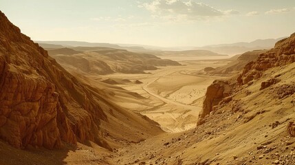Fototapeta premium Arava Desert. Beautiful view of the rock formation and landscape of the Arava desert valley near Shhoret Canyon, southern Israel. Design for every purpose