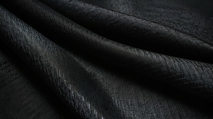 Fototapeta premium Polyamide and viscose fabric. Black colour. Texture, background, pattern. 