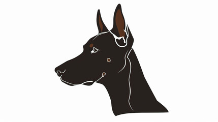 Simple, clear, artisanal stencil print style illustration of Doberman Pinscher dog isolated on white background. Stencilled graphic design, modern, minimalist, trendy, product