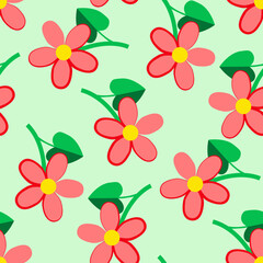 Vector - simple colored flowers seamless pattern.