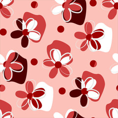 Vector - Seamless pattern of simple flowers, colored.