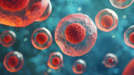 3D illustration of a group of stem cells.