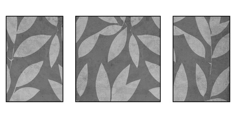 Set of 3 Printable botanical illustration. Rustic style home decor, wall decoration, picture in the frame. Grunge, vintage illustration.