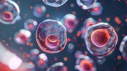3D illustration of a group of stem cells.
