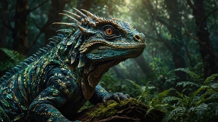 Fototapeta premium 3d illustration of Komodo lizard monster, reptile, wallpaper, background