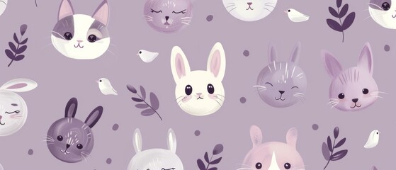Seamless Pattern of Cute Animals Background. Perfect for making charming children’s textiles, wallpapers, wrapping papers, and stationary