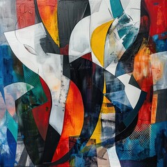 Dynamic Abstract Paintings with Vivid Colors and Shapes  Description: Abstract paintings featuring...