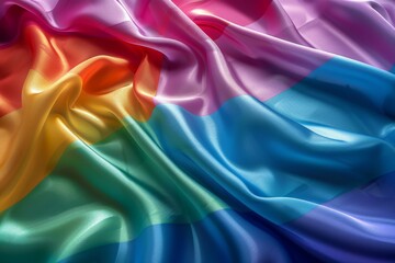 Silky rainbow fabric flowing in a dynamic and luxurious digital illustration symbolizing pride elegance and diversity in vibrant colors Perfect for LGBTQ+ themes and celebrations