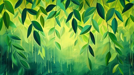 Bright green foliage with light filtering through leaves, creating a serene and vibrant natural background. Perfect for nature-themed designs.