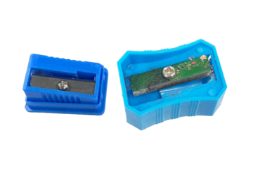 Blue color pencil sharpener on transparent background