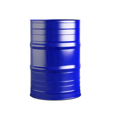 Blue new oil barrel on a white and transparent background. PNG.