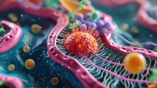 3D illustration of a virus or bacteria.