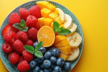 A colorful bowl of fresh berries and sliced fruits makes a refreshing summer dessert