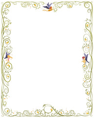 Floral frame with fairies for a book