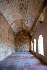 Obraz premium Empty room with windows of the Miravet castle, Catalonia. Spain