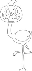 Flamingo Halloween Pumpkin Animal Vector Graphic Art Illustration