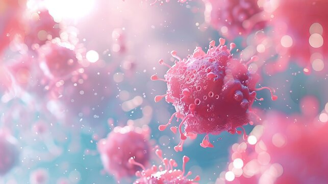 3D illustration of virus cell. Virus, bacteria and microbe. Virus influenza, herpes, hiv, hepatitis, coronavirus.