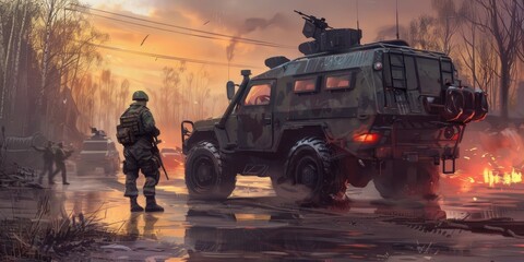 Military Operation Against Sunset Sky