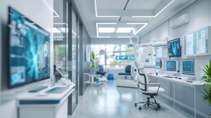 Digital Health Innovation: a digital health innovation center with advanced medical devices, telehealth consultations,