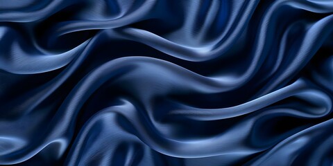 Obraz premium Elegant navy blue silk satin background with soft wavy folds design. Concept Fashion Photography, Luxurious Backdrops, Silk Satin Textures, Stylish Photo Shoot, Elegant Designs