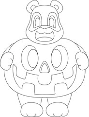 Panda Halloween Pumpkin Animal Vector Graphic Art Illustration
