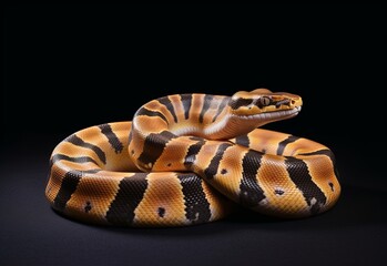 Obraz premium Ball Python snake isolated on black background