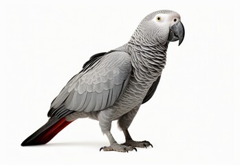 Obraz premium African gray parrot bird isolated on white background