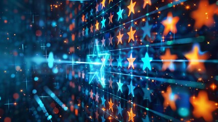 Obraz premium Futuristic Holographic Projection of Customer Reviews and Ratings for Diverse E-Commerce Products