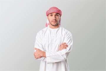 Handsome arab saudi arabian man in traditional clothing