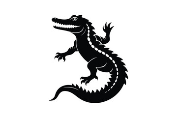 alligator silhouette black white vector illustration