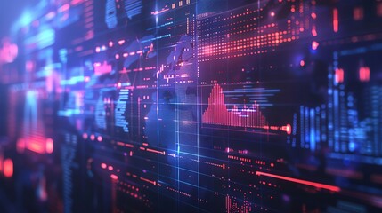 Business charts on a digital board