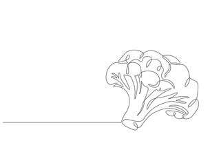 Continuous one line drawing of broccoli. One line drawing illustration of whole healthy organic green broccoli. fresh vegetable concept continuous line art. Editable outline.