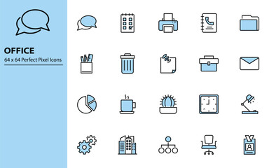 Office Line icons vector set