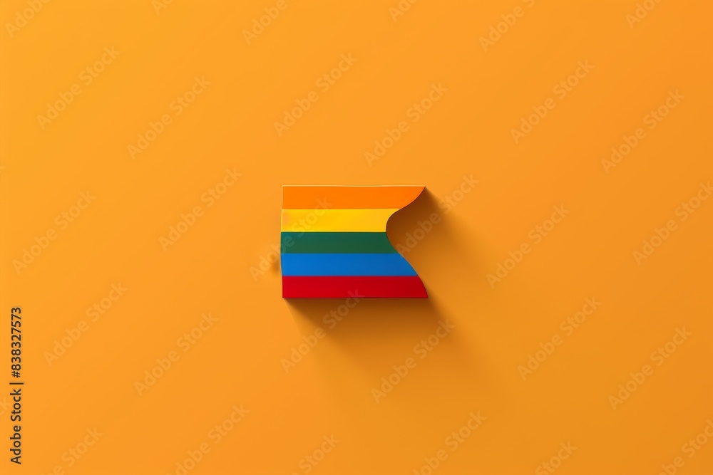 Sticker Minimalist rainbow pin on orange background symbolizing LGBTQ pride and solidarity in a clean and vibrant digital illustration