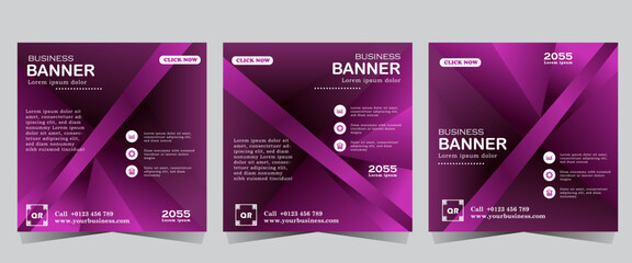 Business marketing webinar template with purple colour, social media post template with purple colour. Vector eps 