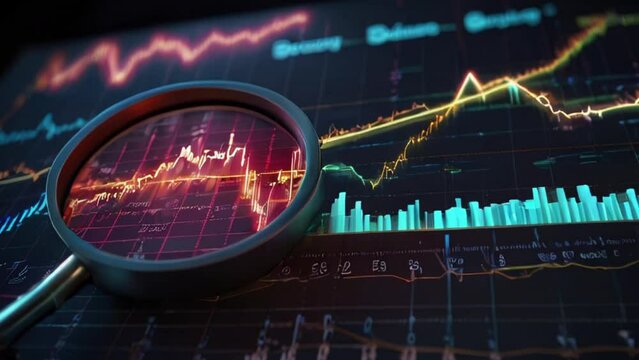 Magnifying Glass Focusing on Stock Market Chart Data