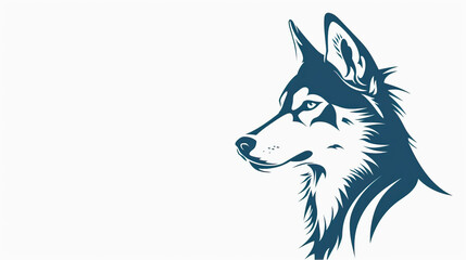 Simple, clear, artisanal stencil print style illustration of Siberian Husky isolated on white background. Stencilled graphic design, modern, minimalist, trendy, product