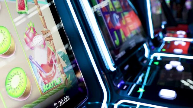 Slot machine inside a casino