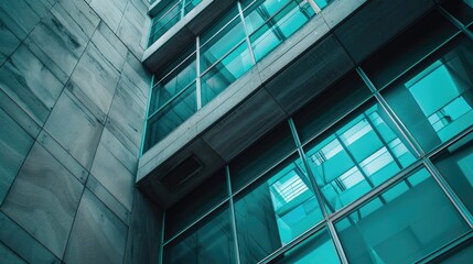 Obraz premium Abstract Modern Minimalist Architecture Design Background with Dark Blue and Green Color Theme